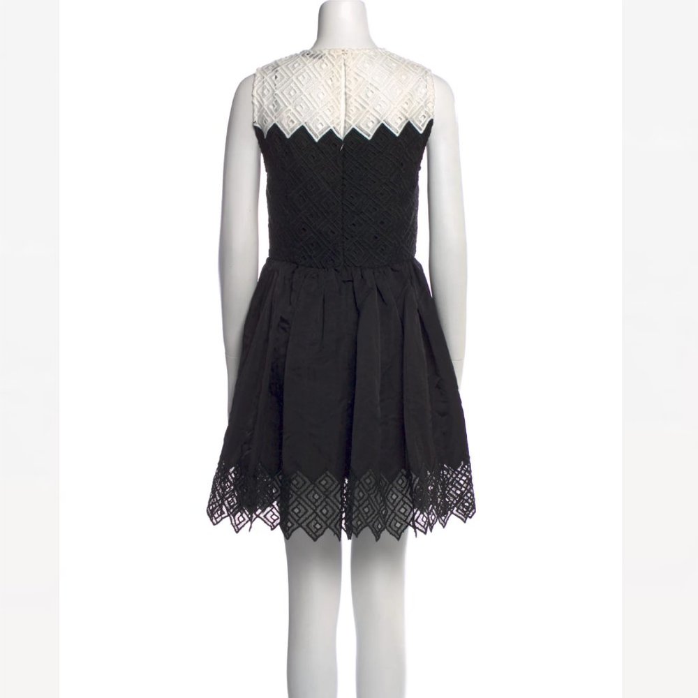 SANDRO Black & White Sleeveless Crochet Fit & Flare Dress - Picture 3 of 15